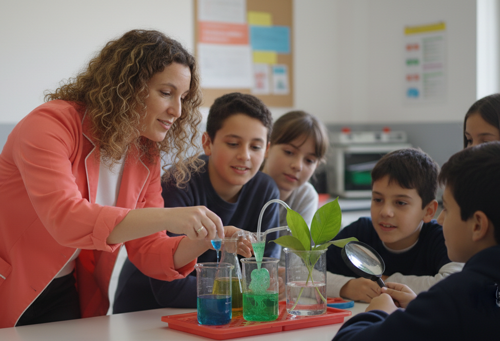 Atelier de sciences avec Yoyo Chirkes et des enfants découvrant une expérience scientifique