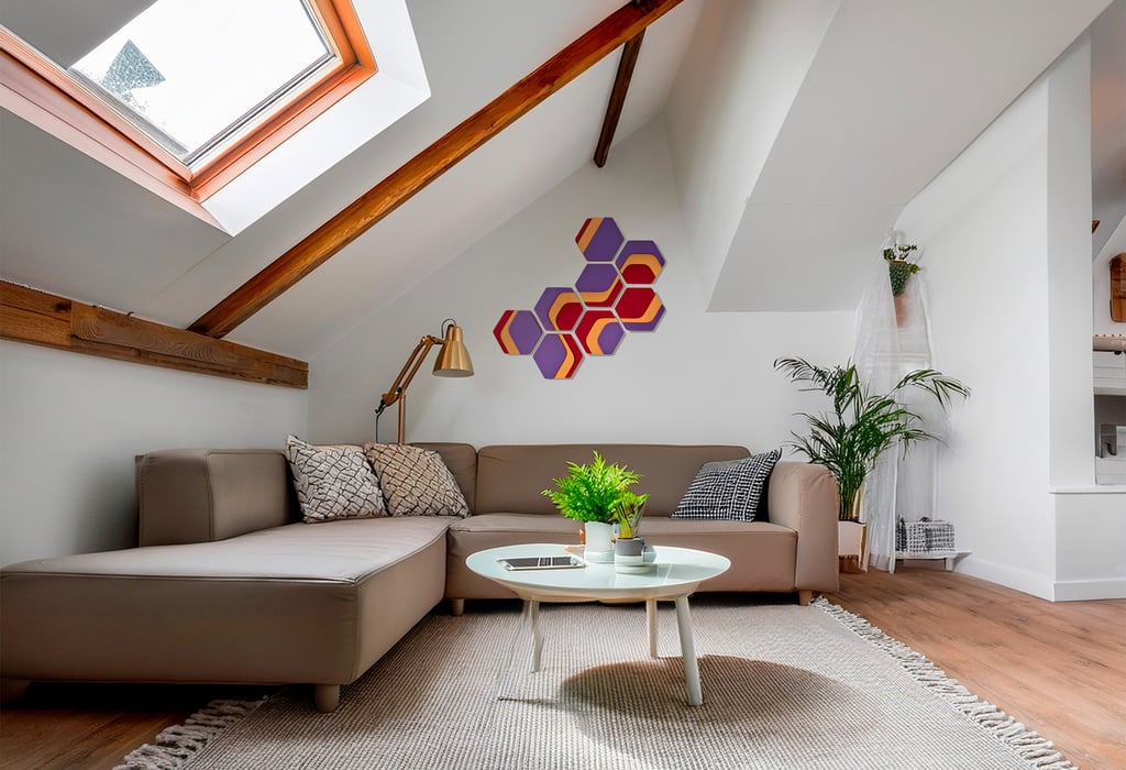 Arte modulare minimalista. Esagoni disposti a nido d'ape, ispirati dalle isoipse topografiche