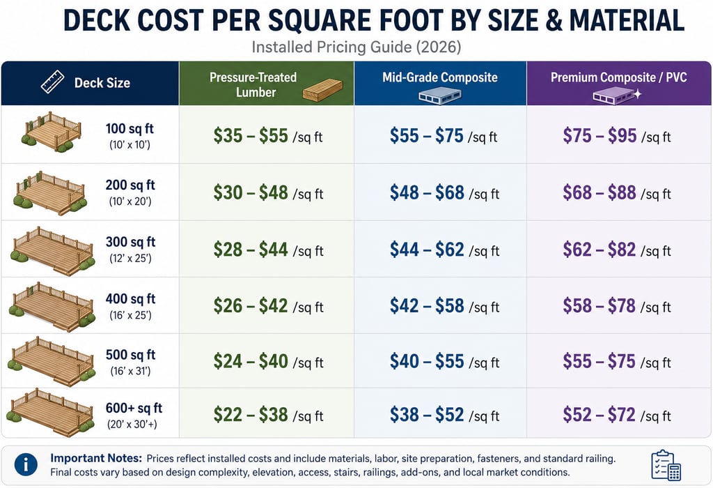 Deck cost per square foot guide Apex NC