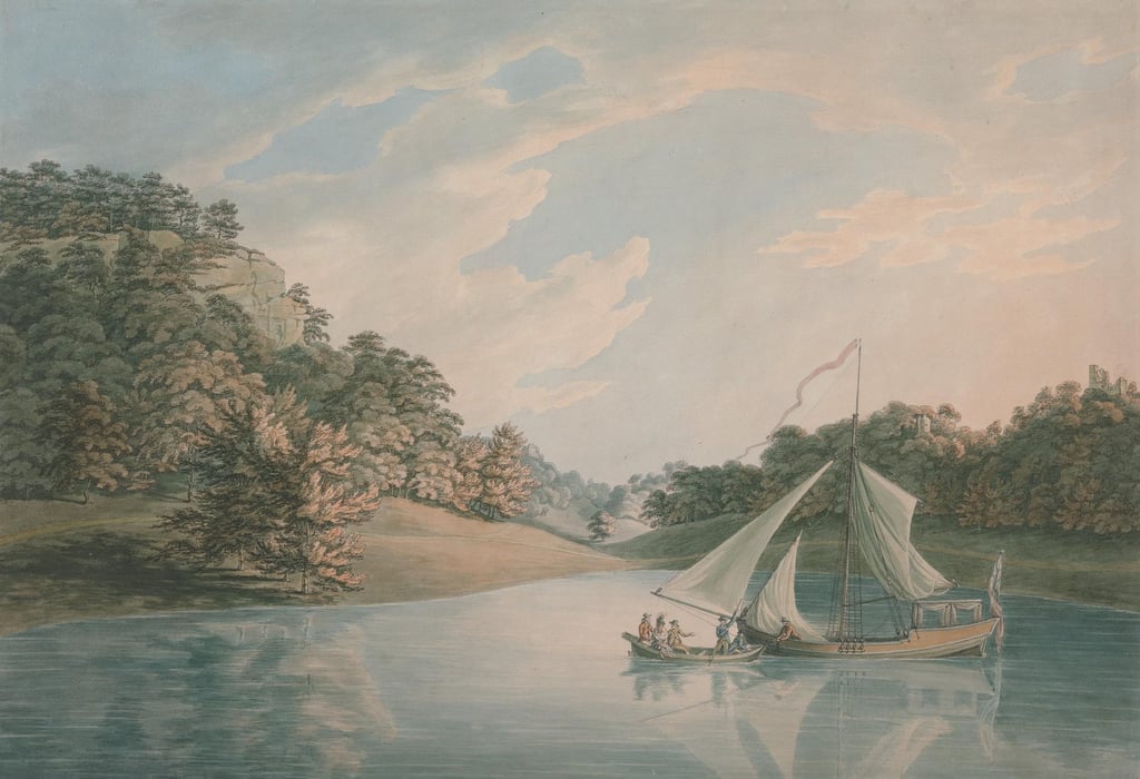 Watercolour by John Emes - The Lake, Hawkstone Park, Shropshire; Yale Center for British Art; 1790