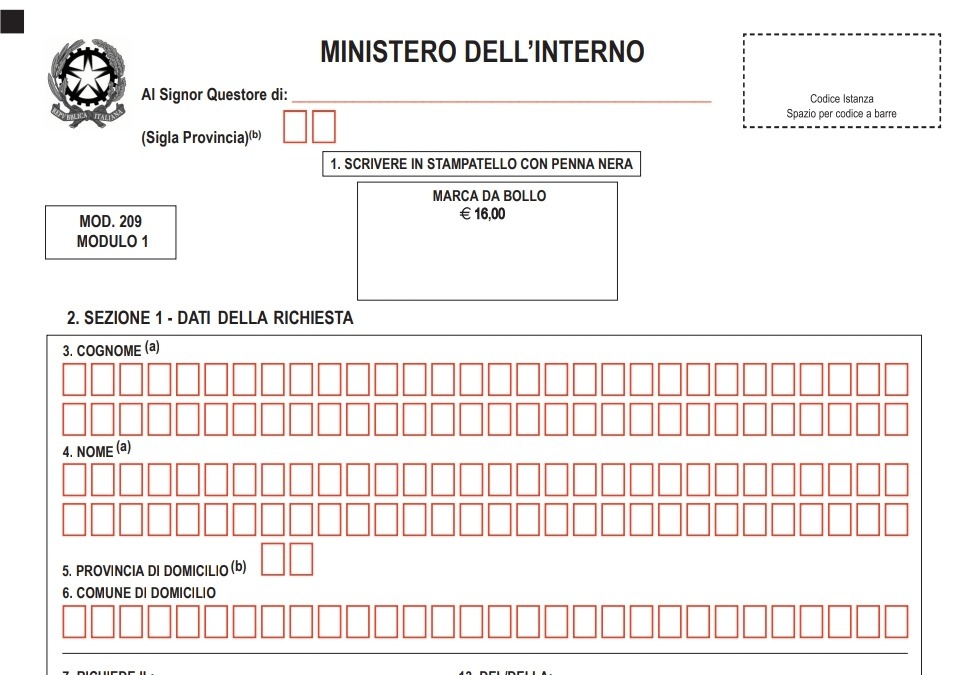 Preencher permesso di soggiorno