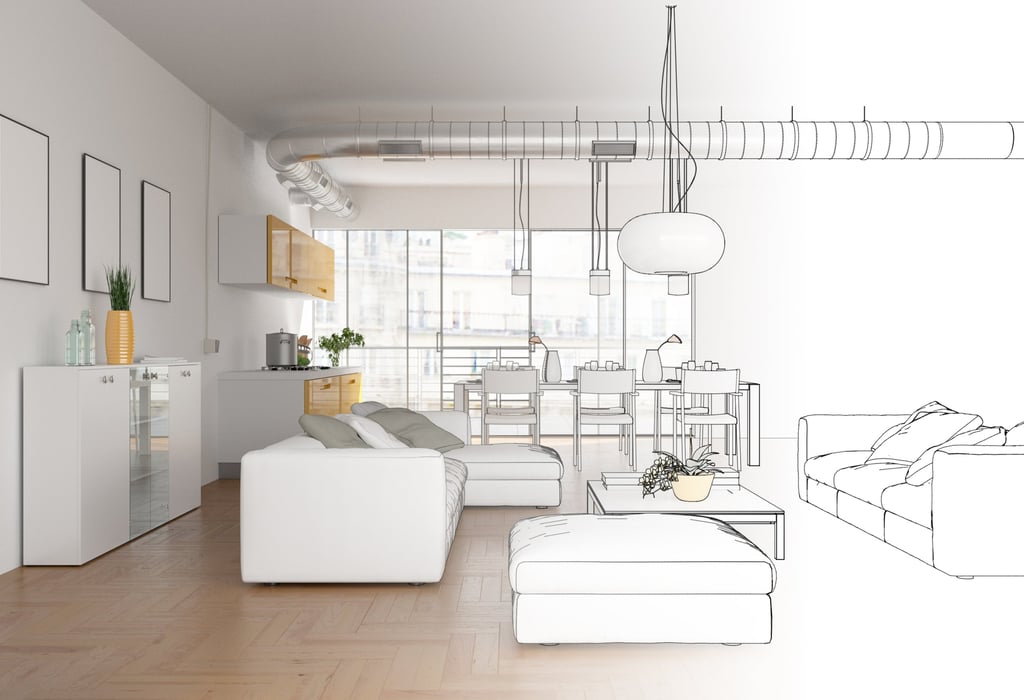 اسكتش تصميم داخلي