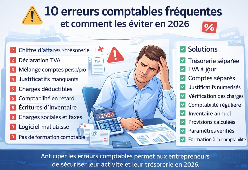 Erreurs comptables fréquentes chez les entrepreneurs en 2026 et solutions pour les éviter