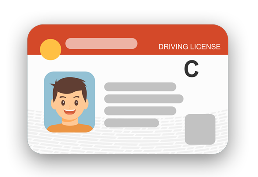 a driver's license card with a driver's license