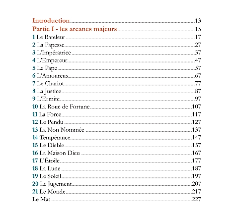 Sommaire du livre Tarot de Marseille le sens par l'image