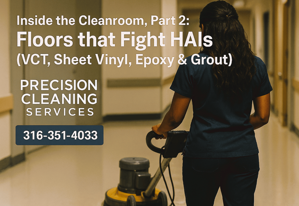 CLEANING INSIDE THE CLEANROOM FLOORS VCT SHEET VINYL EPOXY PRECISION CLEANING SERVICES WICHITA KANSAS