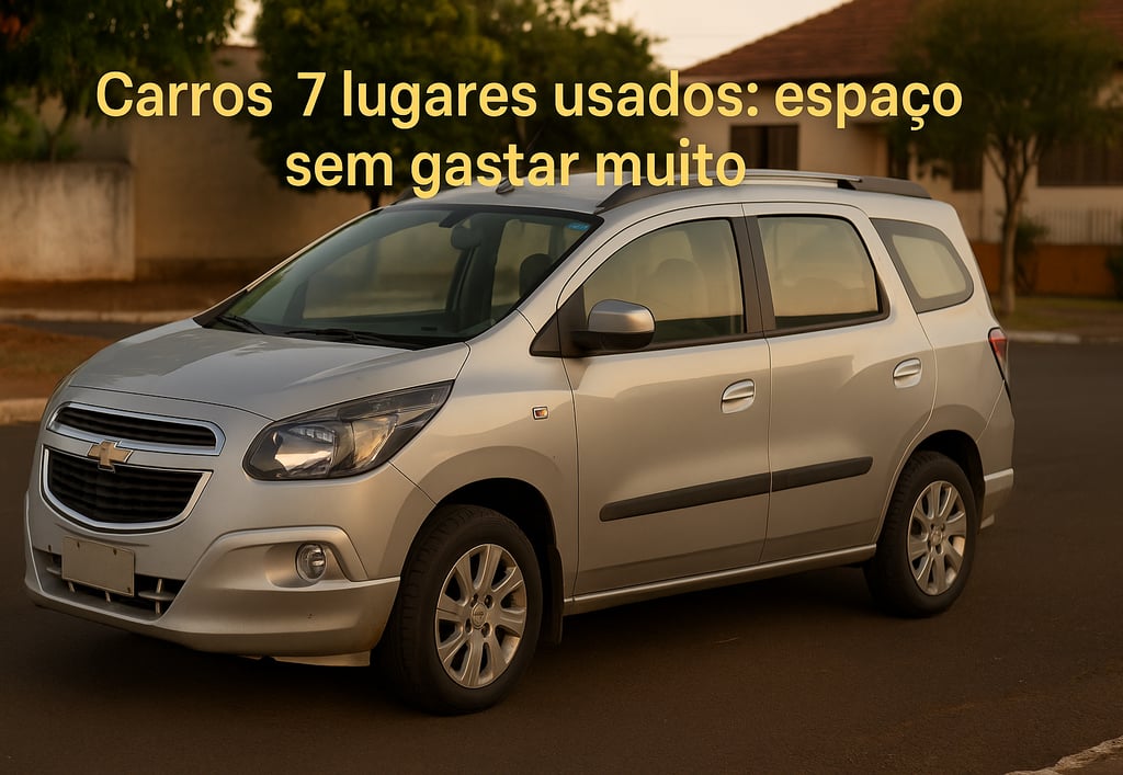 Chevrolet Spin 2014 prata estacionada em rua residencial ao entardecer, destaque para os 7 lugares.