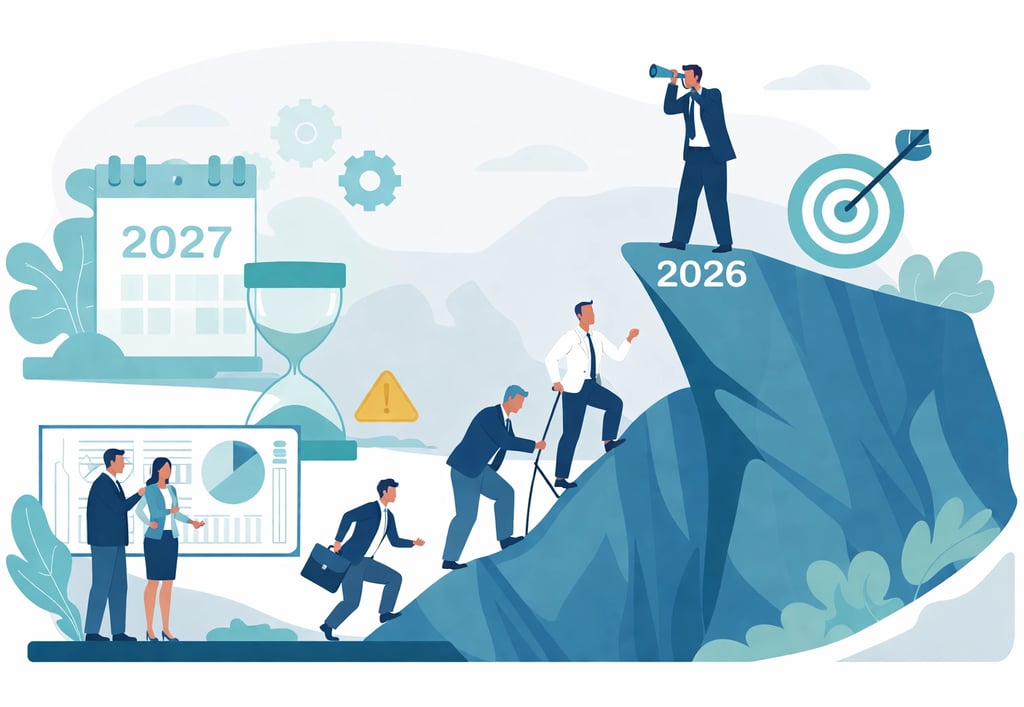 Senate Healthcare blog header showing the title "The 2026 Succession Cliff" with a professional heal