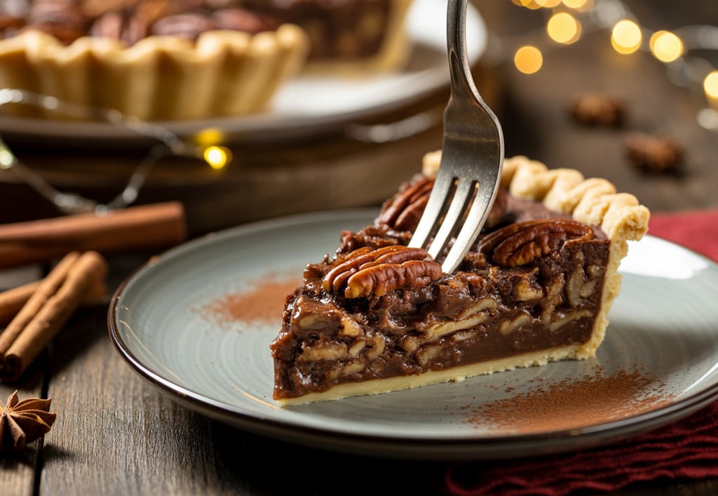 a piece of pie with a fork and a fork