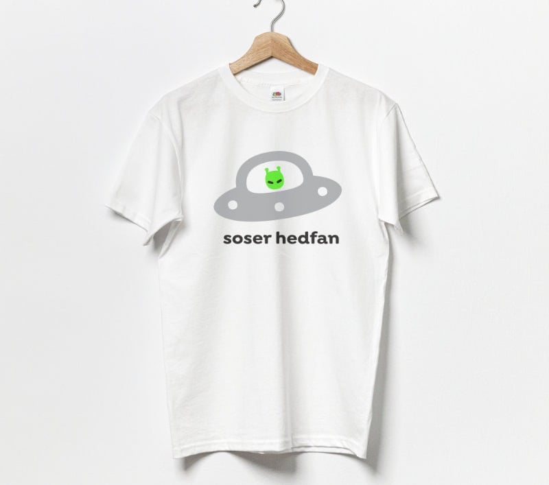 Our “Soser Hedfan“ or “Flying Saucer” T Shirt