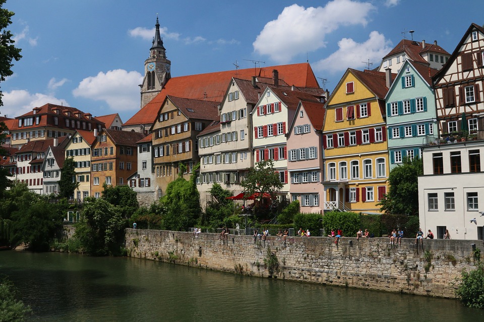 Buildings along the River Neckar in Tübingen, Germnany