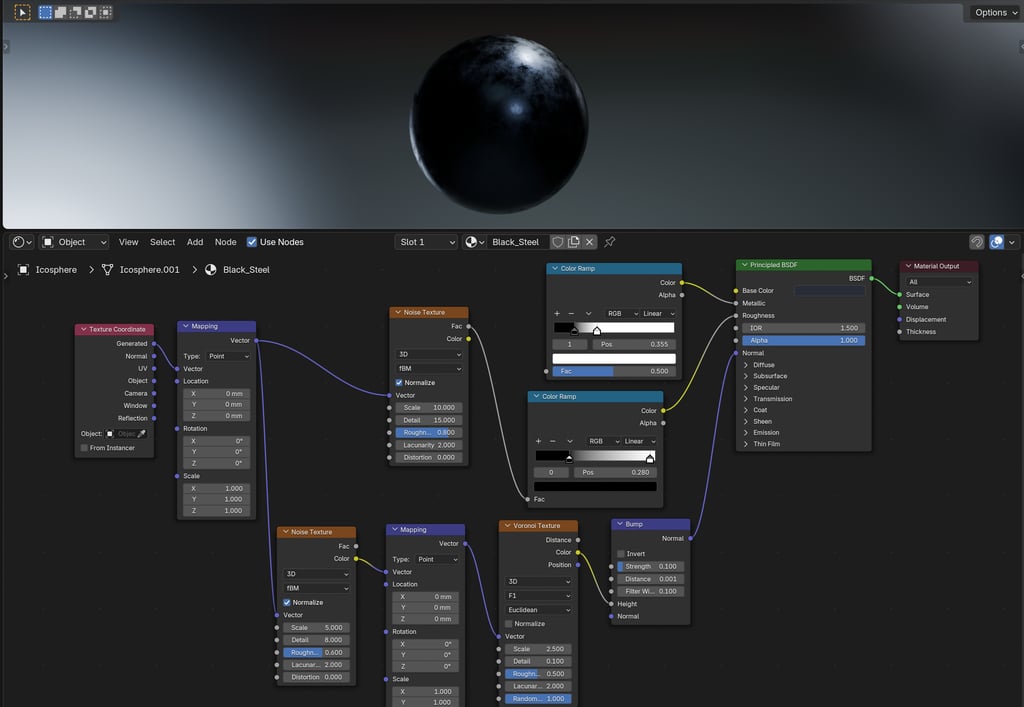 3D Blender Black Steel Texture