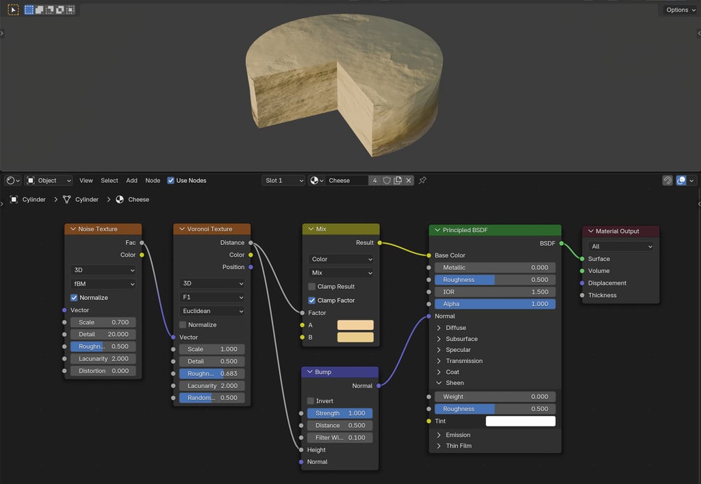 3D Blender Crumbling Cheese Texture