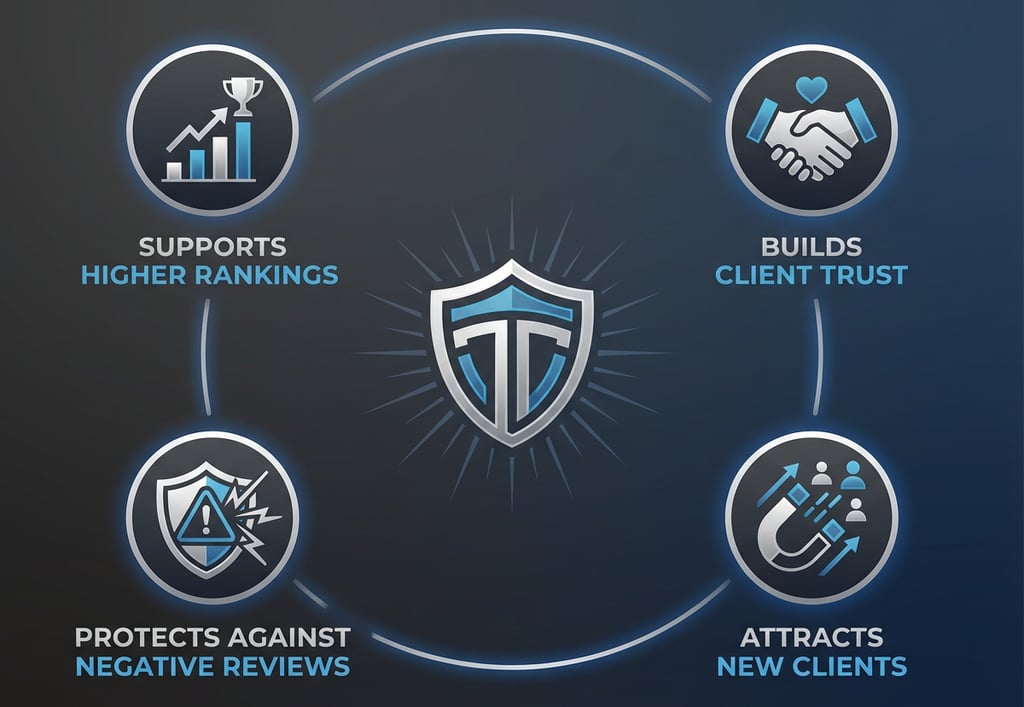 Shield icon with supporting icons for trust, new clients, protection, and rankings. Let me know if y