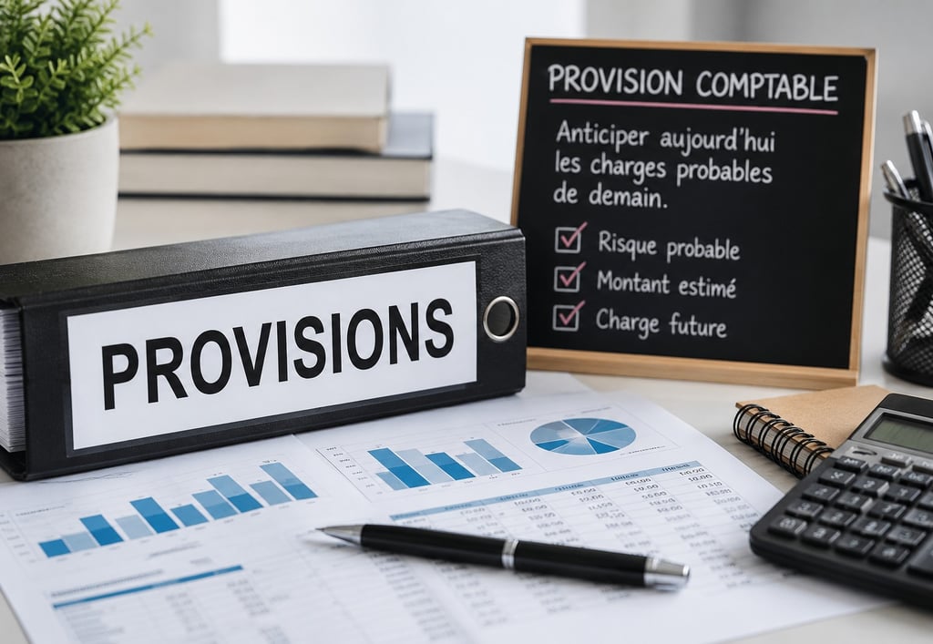 Comptable analysant les provisions comptables et les risques financiers d’une entreprise.