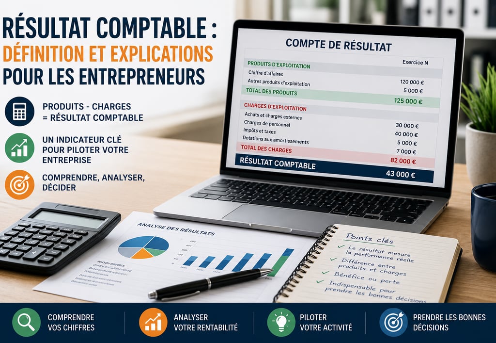 Analyse du résultat comptable d’une entreprise avec compte de résultat et indicateurs financiers