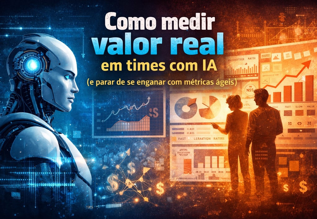 Medição de valor em times com IA com análise de métricas de negócio e gráficos de desempenho