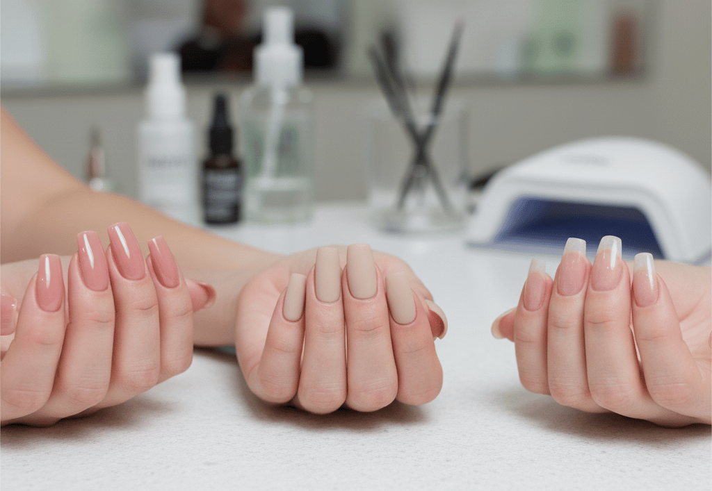 Diferentes técnicas de alongamento de unhas: gel, acrílico e fibra de vidro, no We Hall Beauty em Bauru