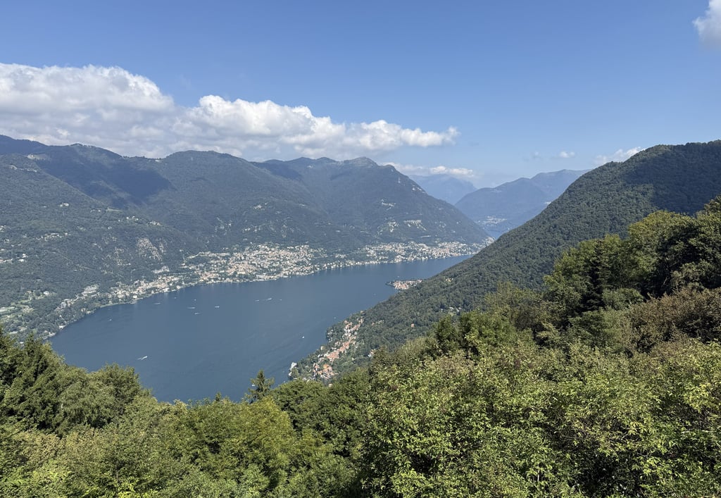 Scenic view from Brunate near the Faro Voltiano lighthouse while we had lunch at Mama Gina’s