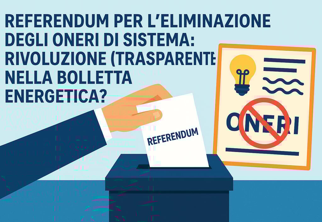 Infografica sul referendum per eliminare gli oneri di sistema dalle bollette luce gas