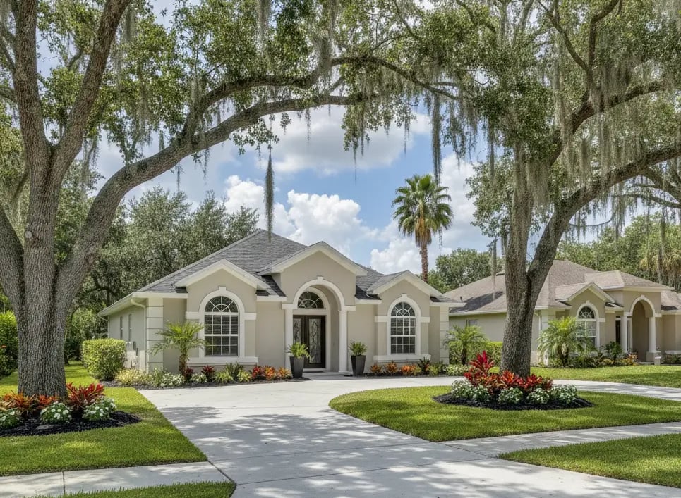 Well-maintained concrete driveway in front of a home in Apopka, FL, showcasing clean and modern curb