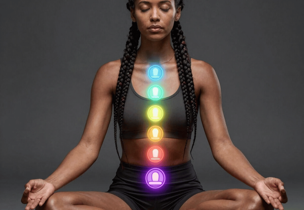 woman doing yoga meditation on brown parquet flooring