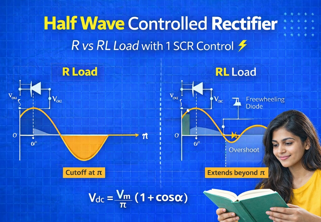 Half wave controlled rectifier comparison