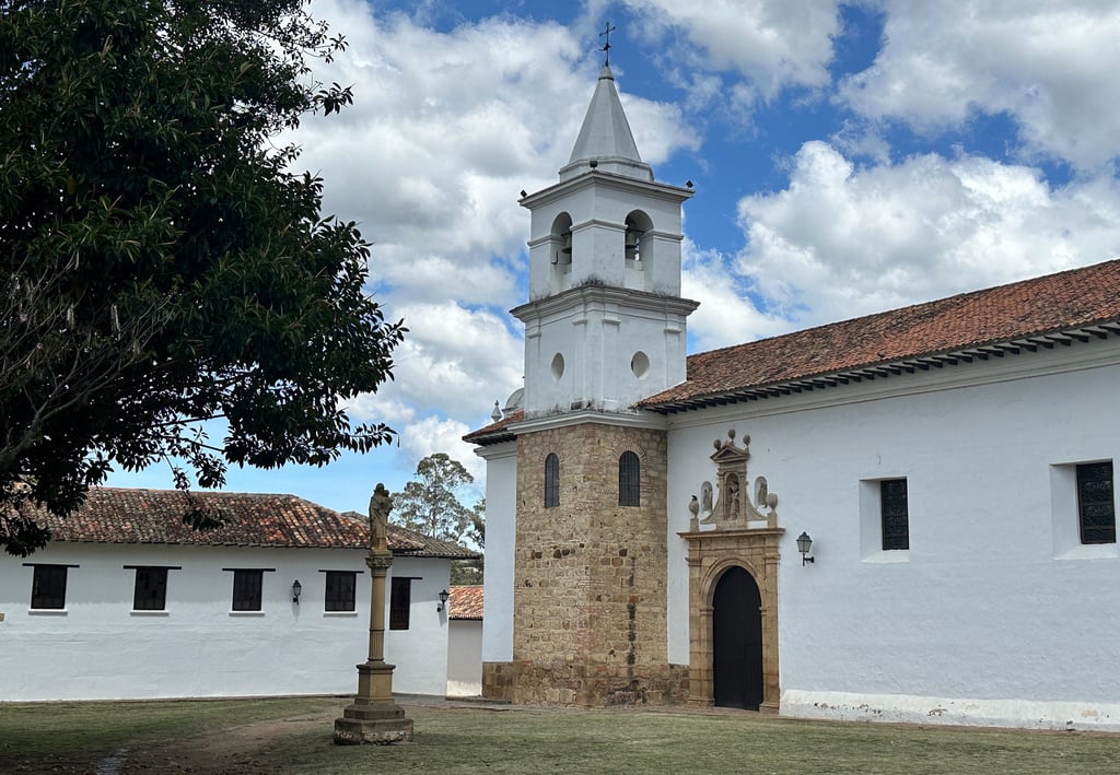church in small town colombia, driving through colombia