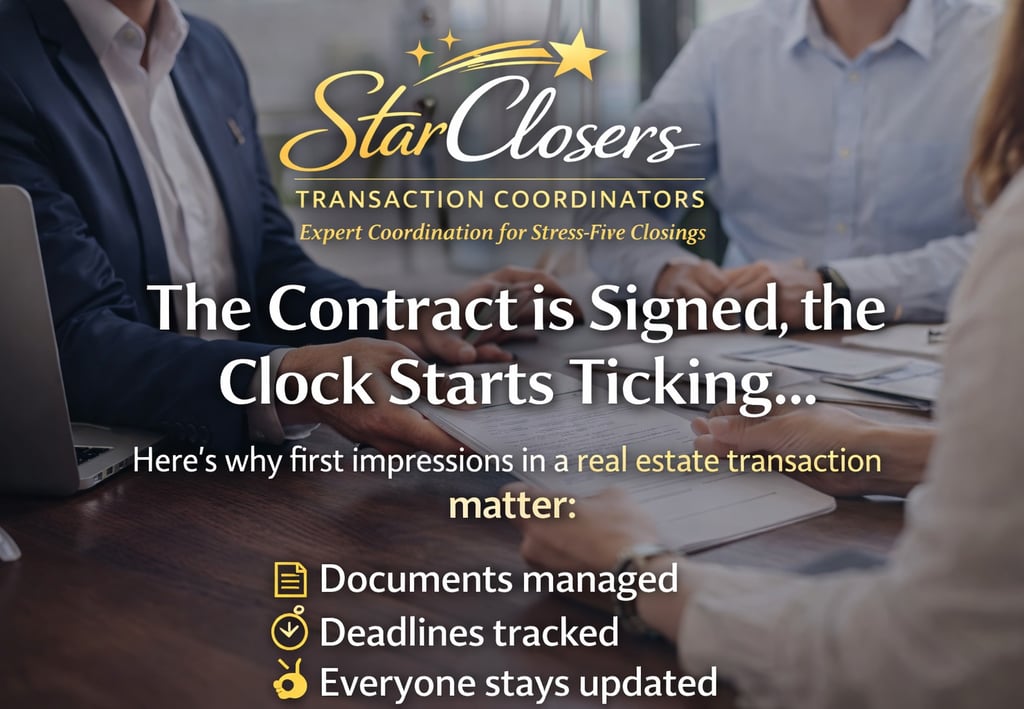Real estate closing process with transaction coordinator managing documents and deadlines in Florida