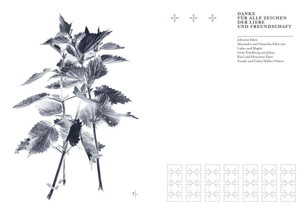 Dankkarte mit zarter Brennnessel und Text-Design