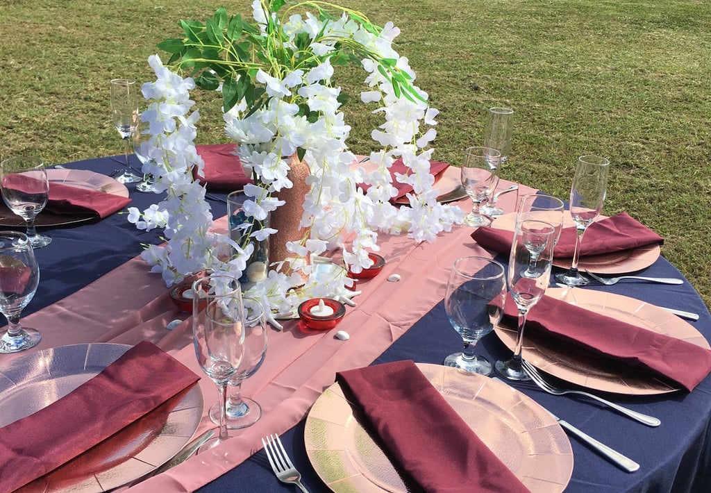a table setting with a table setting for a wedding