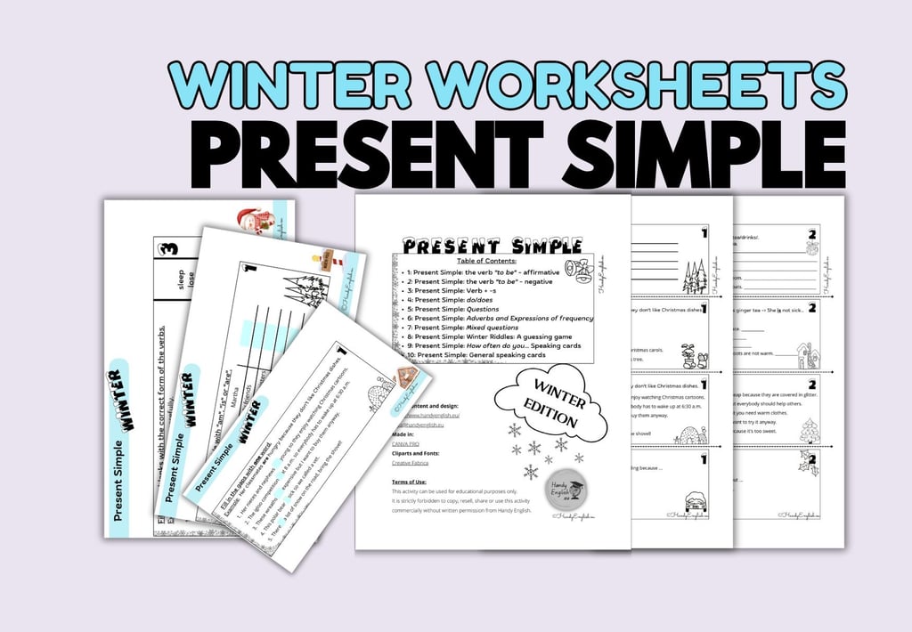 Present Simple Winter Christmas questions speaking worksheets