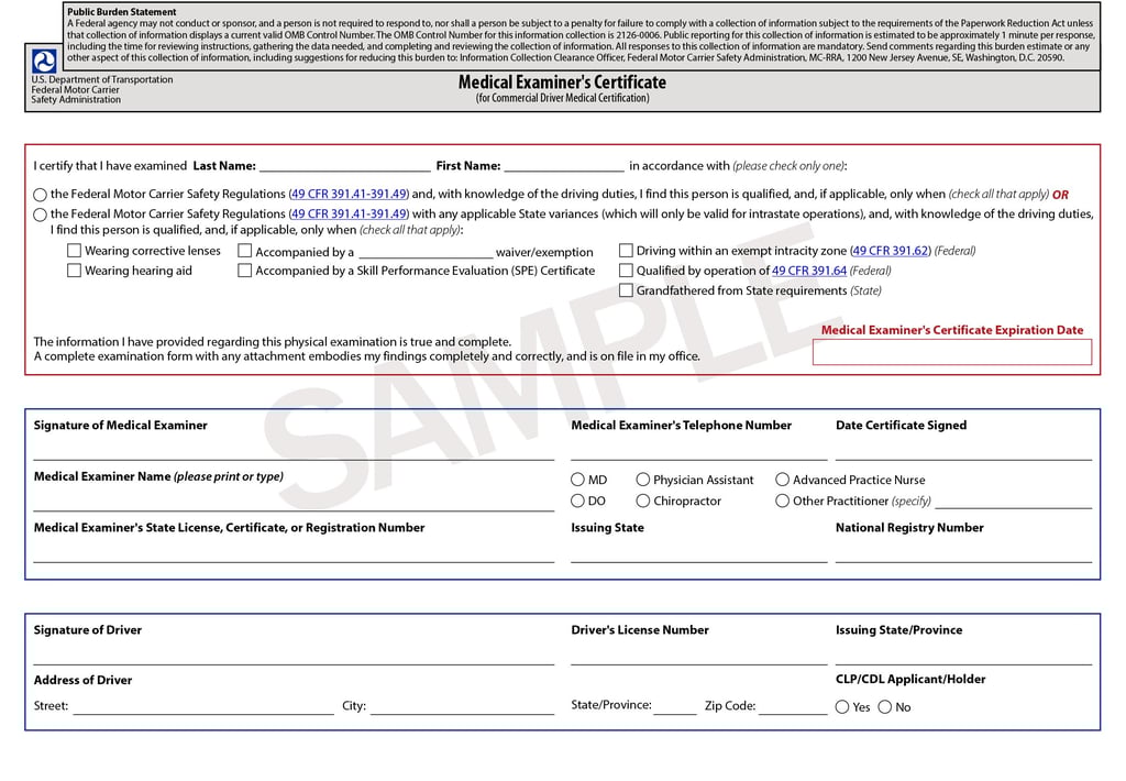 DOT medical card