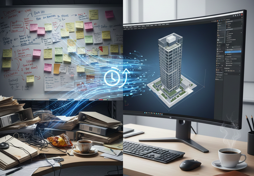 Passage du chaos papier à la rigueur de la maquette numérique BIM.