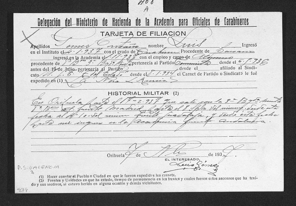 Diploma de Oficial de Carabinero de Luis Gómez Castaño