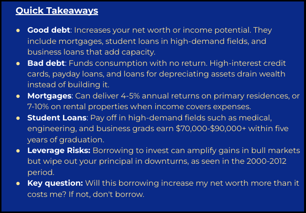 Key takeaways from blog on good forms of debt