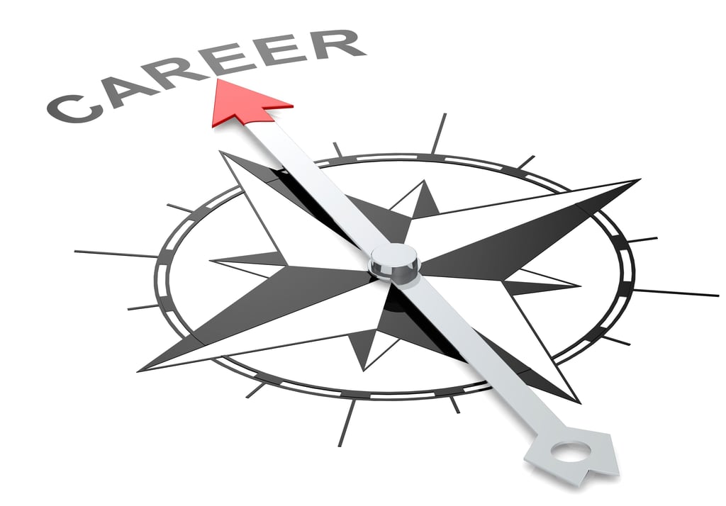 Compass with an arrow pointing toward the word ‘career.’