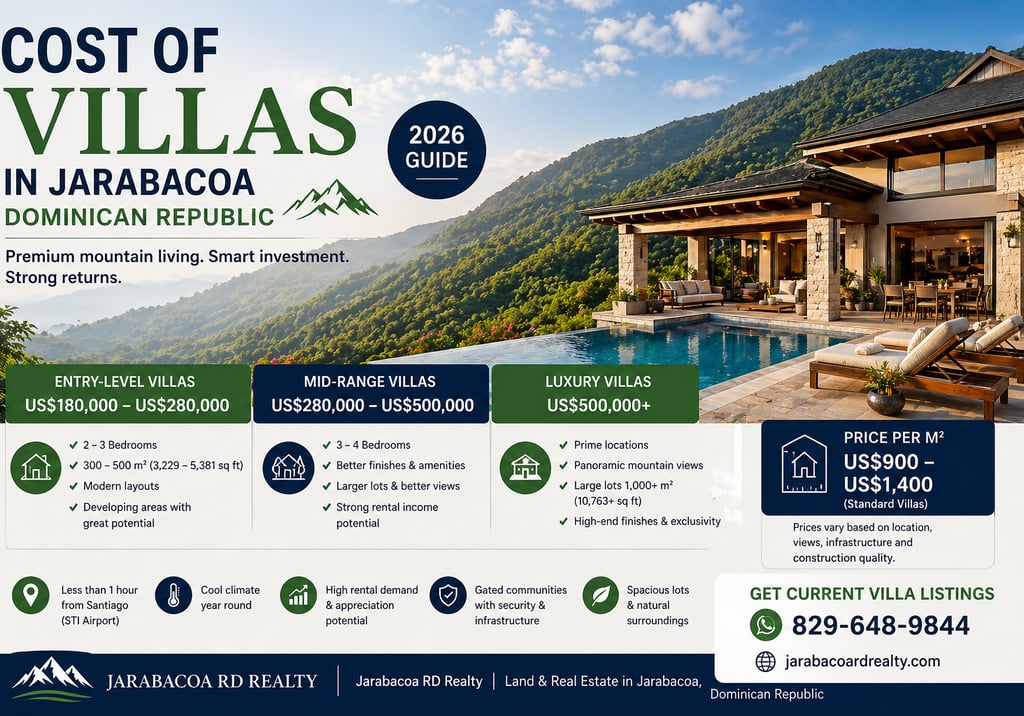 Cost of Villas in Jarabacoa Dominican Republic (2026 Guide)