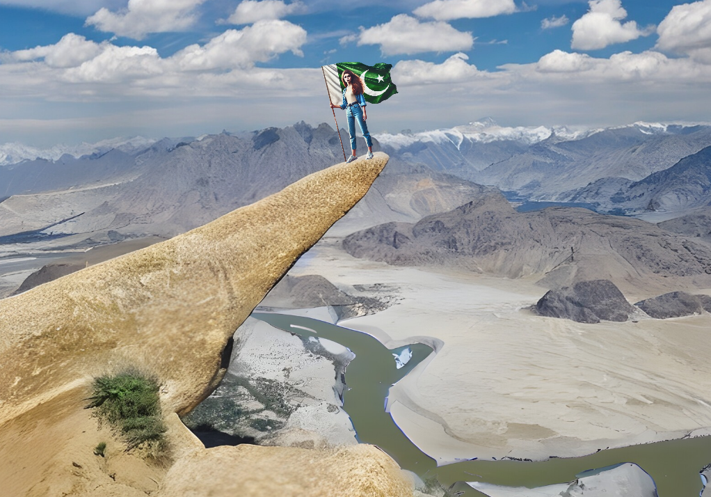 Panoramic view of skardu valley along with marsur rock Pakistan 