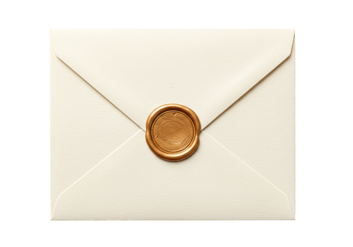 Letter with gold seal.