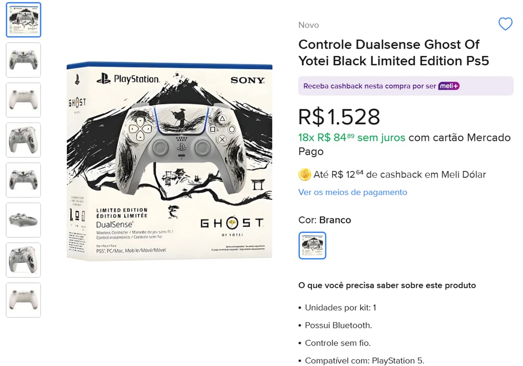 DualSense Ghost of Yōtei preço Mercado Livre