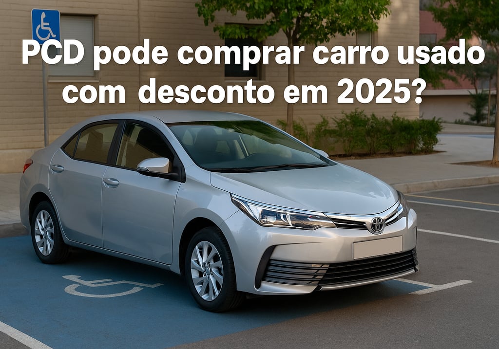 PCD pode comprar carro usado com desconto em 2025? Carro automático estacionado em vaga PCD sinaliza
