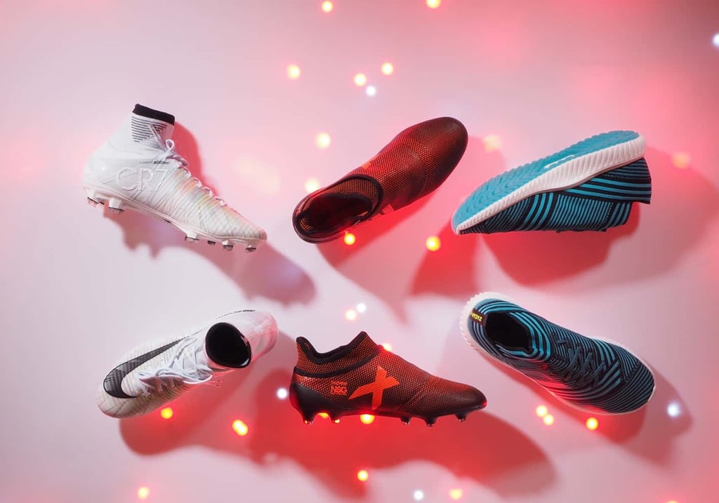 Photographie haut de gamme de chaussures de sport dans le thème de noël réalisé par le photographe Laurent Chastel dans le 06