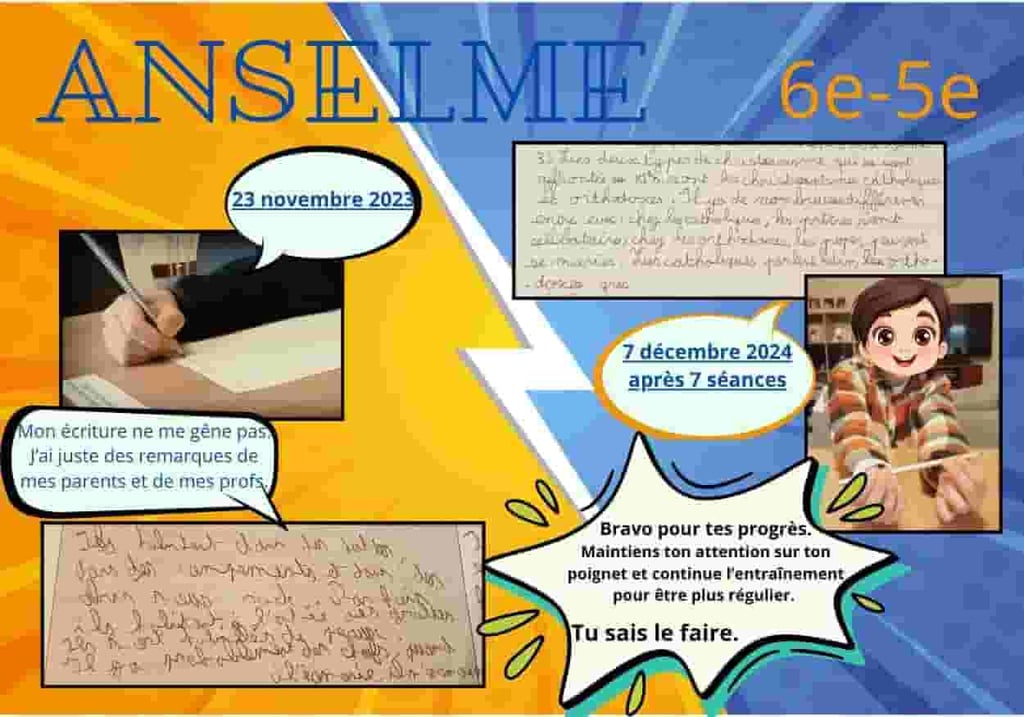 Voici le diplôme donné à Anselme à la fin de sa rééducation de graphopédagogie.