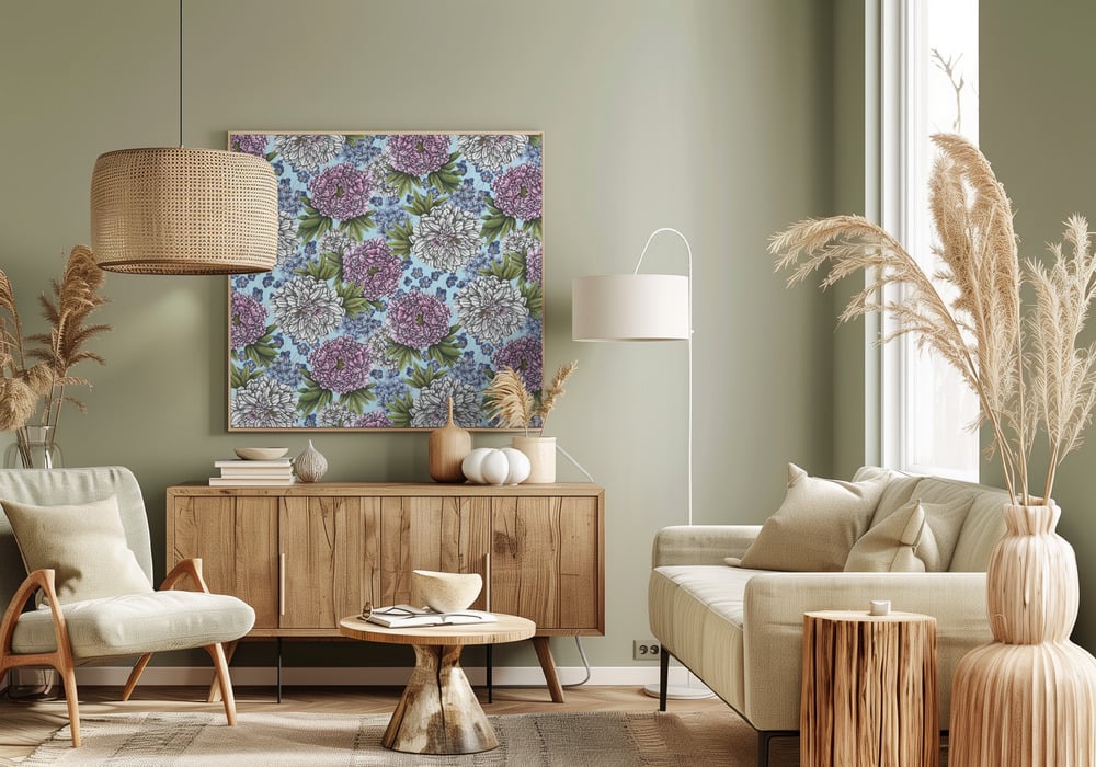 Floral Pattern Wall Art in a Living Room