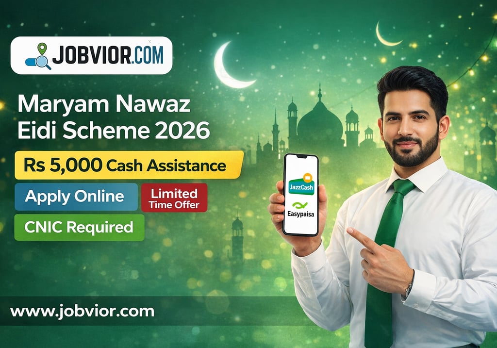 Maryam Nawaz Eidi Scheme 2026 Rs 5000 cash assistance Punjab apply online CNIC check