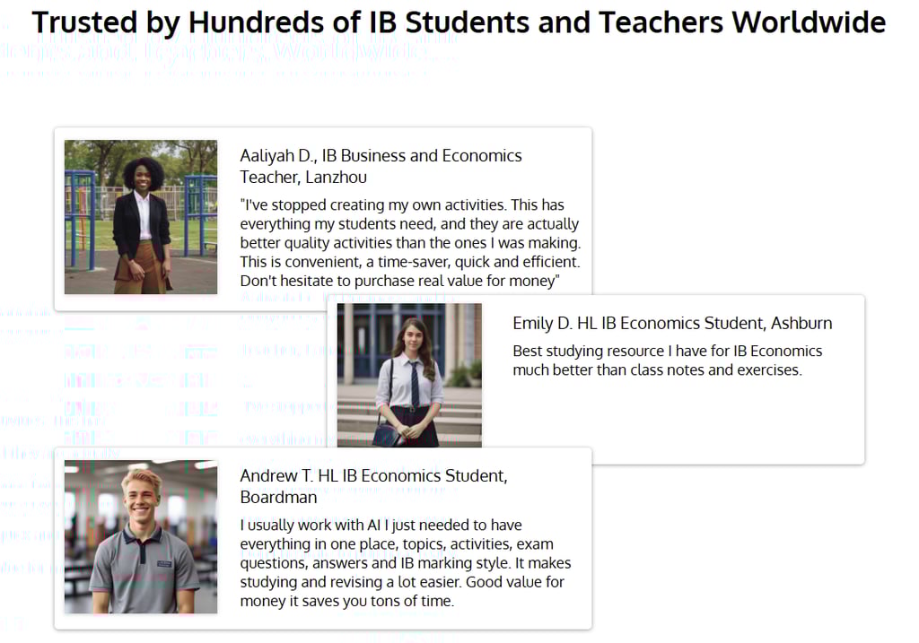 IB Economics Activity Book Testimonials 