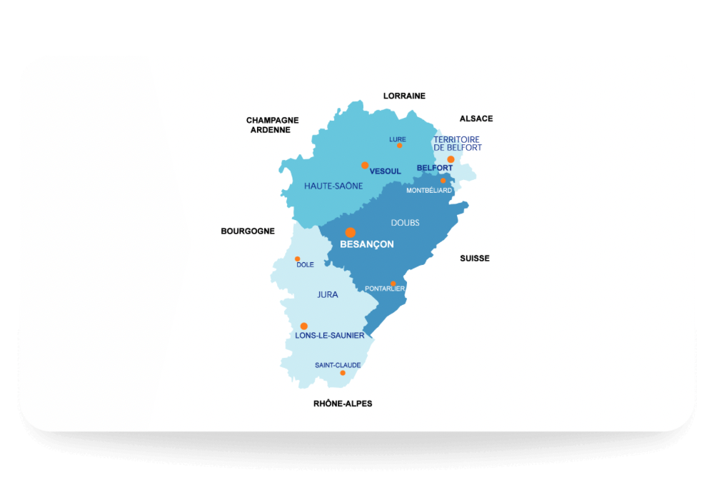 Carte Franche-Comté Besançon VTC