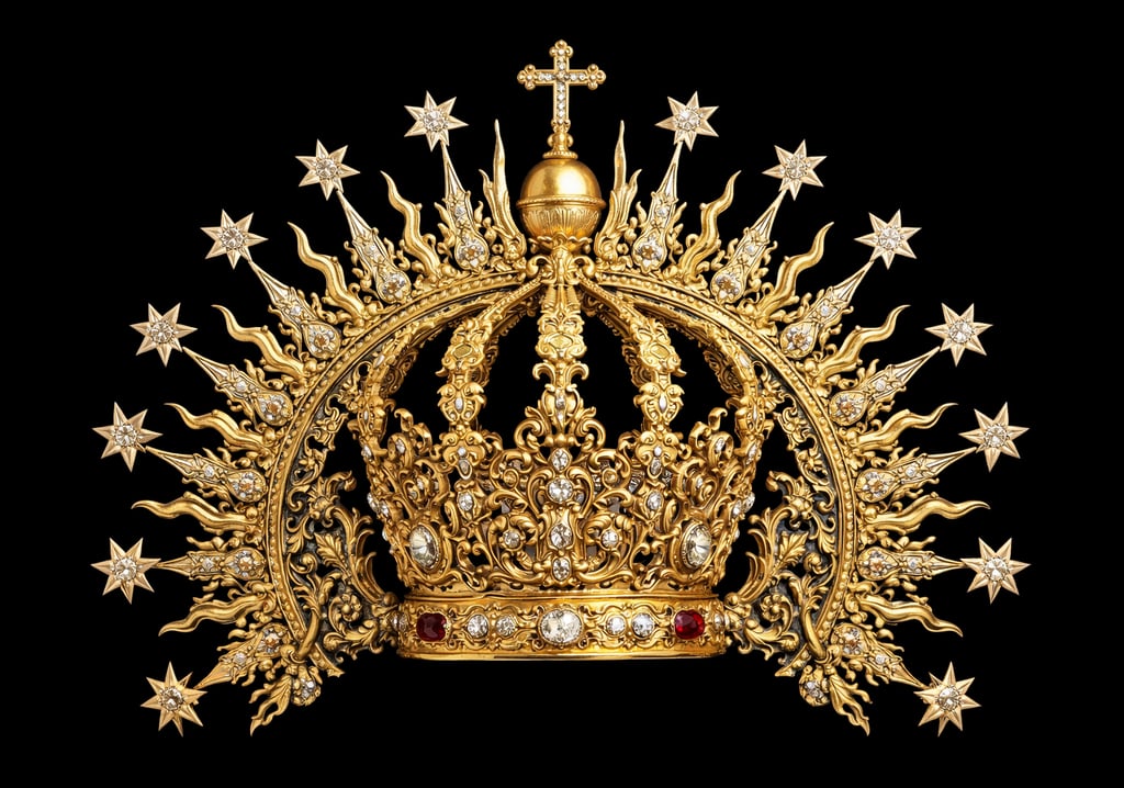 corona imperial artesanal de oro y piedras preciosas