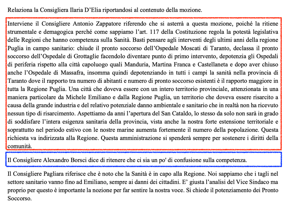 estratto del verbale della seduta di consiglio comunale a monteparano